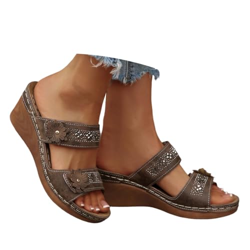 Sandalias de tacón de con pedrería, cómodas Sandalias de Punta Abierta para el Verano. para Ducha y Piscina