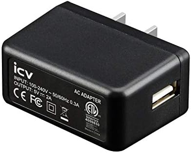 icv USB Wall Charger – 5V 2A AC Power Adapter with US Plug for Phone, Tablet and Other Related USB Powered Devices Small and Lightweight – Designed for Safety