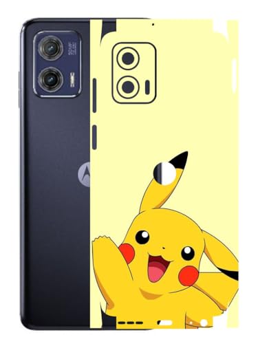 Image of AtOdds - Moto G73 (5G) Mobile Back Skin Sticker - Lamination - Rear Screen Guard Protector Film Wrap (Coverage - Back+Camera+Sides) (Design - Pika)
