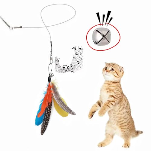 Image of Sunkizzrs Interactive Cat Feather Toy Set - Activity Toys for Kittens - Wand to Exercise Cats - Stick Toy for Indoor Persian Cats (Retractable Stick+Feather)