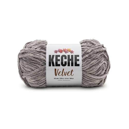 Image of Keche Velvet Yarn for Crocheting, Soft Chenille Bulky Baby Blanket Amigurumi Yarn 100 gr (132 yds) - Grey