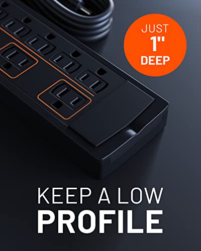 image for ECHOGEAR ShockBlocker 8 Outlet Surge Protector Power Strip - Slim Desi
