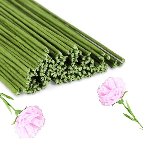 Tallos de flores artificiales y alambre para flores envuelto en papel para decoración