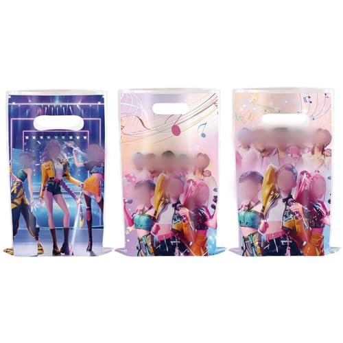 50PCS Kpop Party Bags Double-Sided Printed K Pop Party Bags Pearlescent Plastic Multi-Theme Kpop Gift Bags for Kpop Fans Party Birthday Christmas Celebration