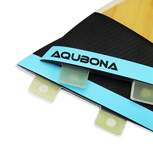 Aqubona Large (Mf) Fin Sets Bamboo Fiberglass Performance Surfboard Fins - Single Tab Or Twin Tab Surfboards-With Fin Bag Key Screw #TOP6