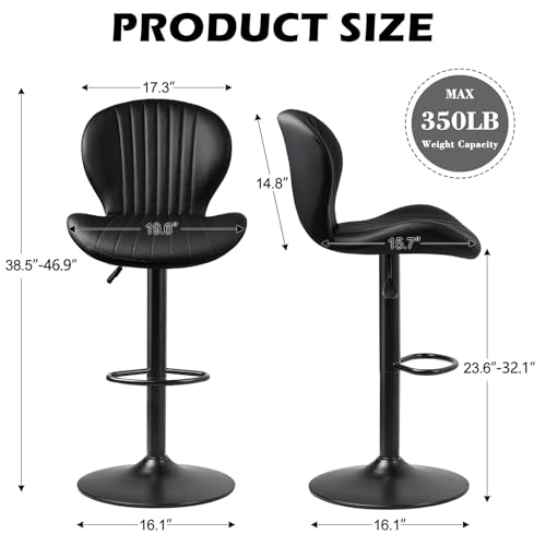 Image of Waleaf Swivel Bar Stools Set of 4, Adjustable Counter Height with Backrest