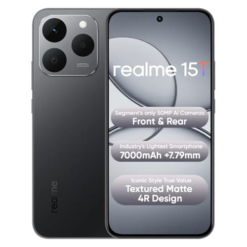 Image of realme 15T 5G Smartphone Suit Titanium 8+256GB 6.67inch Screen, 120Hz Display,7000mAh Battery,60W Fast Charge,Front & Rear Dual 50MP Cameras, Dimensity 6400 Max 5G Chipset,IP69