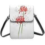 彼岸花 花柄7 スマホポーチ本革 ショルダーバッグ 薄い レディース メンズミニポーチ 人気 財布 斜め掛け バッグ 高い19cm*幅13.5cm*厚2cm