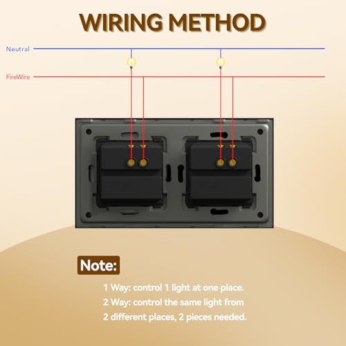 BSEED Doppelt Lichtschalter Glas 1-Fach 1-Wege-Glasscheibe Schalter 157 * 86mm Wandlichtschalter Schwarz