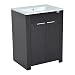 HOMCOM 24" Modern Full Size Ceramic Sink Vanity Storage Cabinet- Dark Coffee Woodgrain