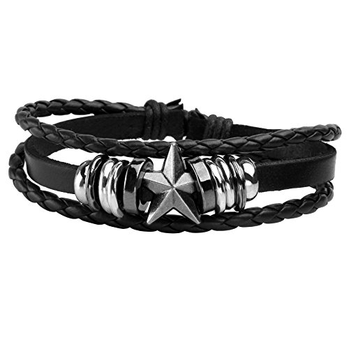 Eigso 6 Pcs Skull Leather Braided Bracelet Set for Men Women Retro Vintage Punk Pirate Cuff Wristbands for Man Woman - Image 3