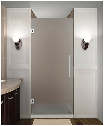 Aston Cascadia Completely Frameless Hinged Shower Door in Frosted Glass, 27" x 72", Polished Chrome