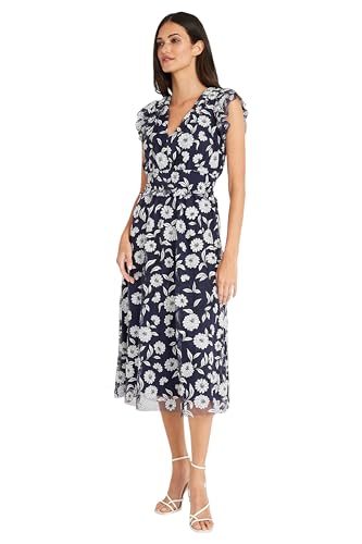 Image of Maggy London Women's Dresses V-Neck Garden Floral Embroidered Dress Colorful Feminine Party Event Occasion Guest of