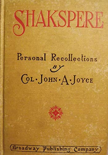 Shakspere : Personal Recollections [Unknown] B0013GDH6Y Book Cover