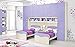 Dafne Italian Design Dormitorio completo con puente, efecto abedul, malva (doble cama individual y armario) (350 x 58 x 259 cm)