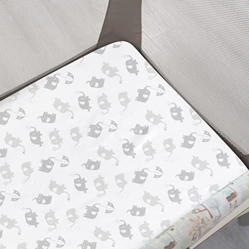 Image of Pack and Play Sheets, 2 Pack Mini Crib Sheets, Stretchy Playard Fitted Sheet, Compatible with Graco Pack n Play, Soft and Breathable Material, Stars & Elephant