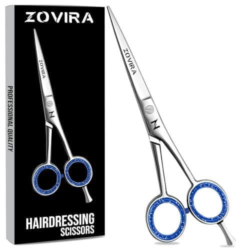 Zovira Tijeras de peluquería profesionales de 6 pulgadas para uso doméstico y de barbería. Tijeras de corte de acero inoxidable para mujeres, hombres, niños y adultos.