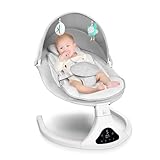 Baby Swings for Infants-Electric Bluetooth Infant Swing with Remote Control with 5 Speeds, 3 Seat Positions (Gray)
