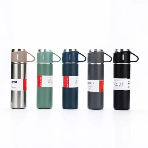 3-in-1 Stainless Steel Travel flask gift set, Vacuum Flask with 2 Cups, Hot and Cold Insulated Water Bottle by Generic - Used condition - US$13.65