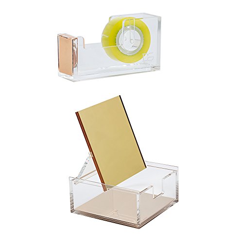 Draymond Story Transparentes Acryl Schreibwaren - 1) integrierte Spiegel-Aufbewahrungsbox 1) Klebebandabroller Cover