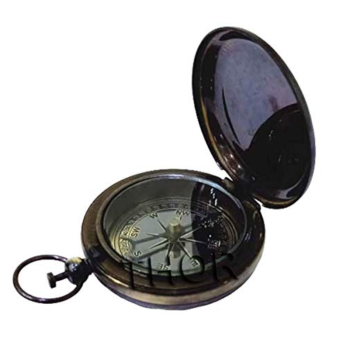 Brújula de bolsillo Royal Navy London de latón con diseño antiguo acabado en dos tonos, compacta y portátil de 3 pulgadas miniatura 3