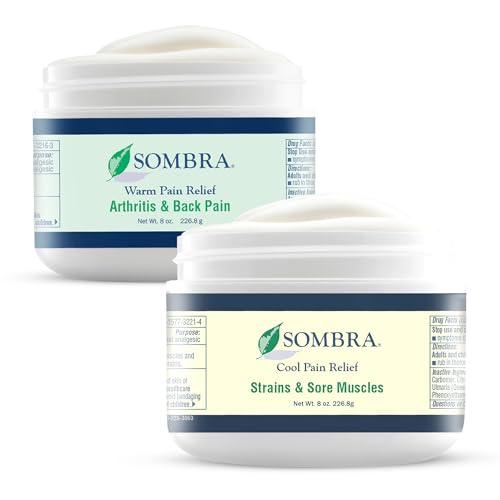 Sombra Warm & Cool Pain Relief Gel Warm Relief for Arthritis and Chronic Pain Pre-Workout Muscle Rub Cold for Swelling Soreness Post-Workout Free of Artificial Fragrances 8oz Per Jar