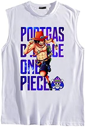 Ubeisy Mens Anime Print Sleeveless One Piece Monkey D Luffy Anime Vest Tank Top Men Women 3D Printed Pullover Tee Shirts/White B-1,XXS