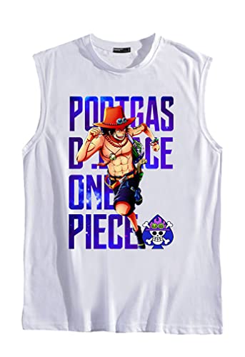 Ubeisy Mens Anime Print Sleeveless One Piece Monkey D Luffy Anime Vest Tank Top Men Women 3D Printed Pullover Tee Shirts/White B-1,Xxs #TOP5