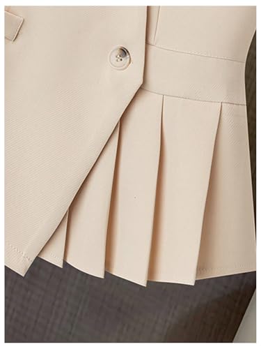 GORGLITTER Women's Sleeveless Button Up Vest Ruffle Hem V Neck Dressy Blazers Jackets4