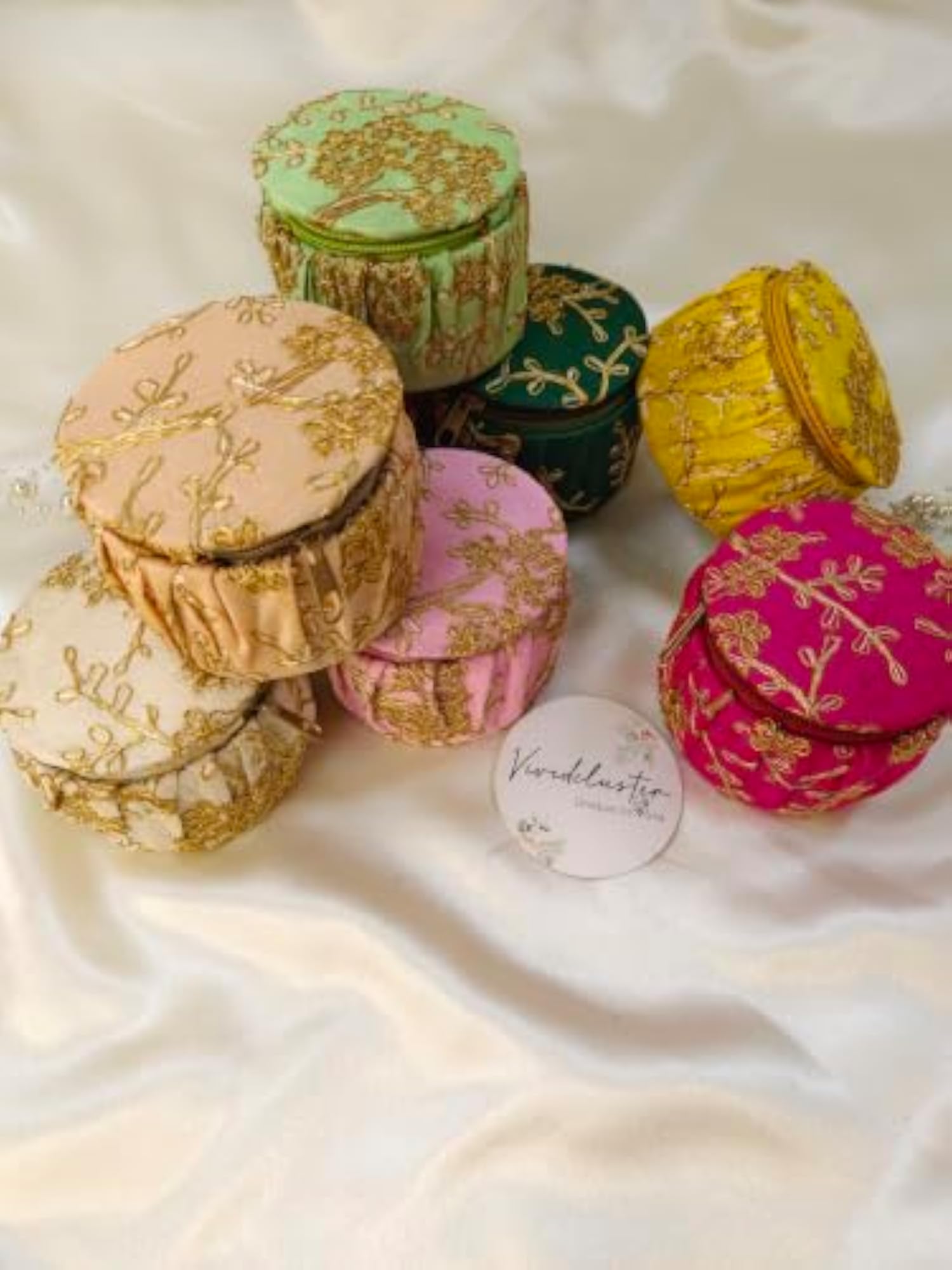 Embroidered Dry Gift Box, Decorative Round Box