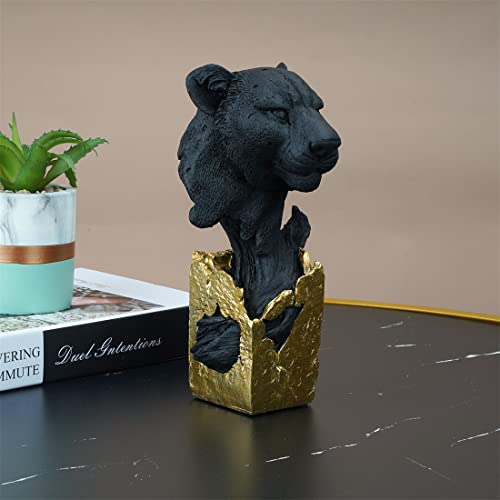 Polyroyal Black Cheetah Bust Statue,Panther Head Figurine, 9.2" H Cheetah Decor Animal Statues Decor For Home Office Decor,Gift For Any Animal Lover #TOP3