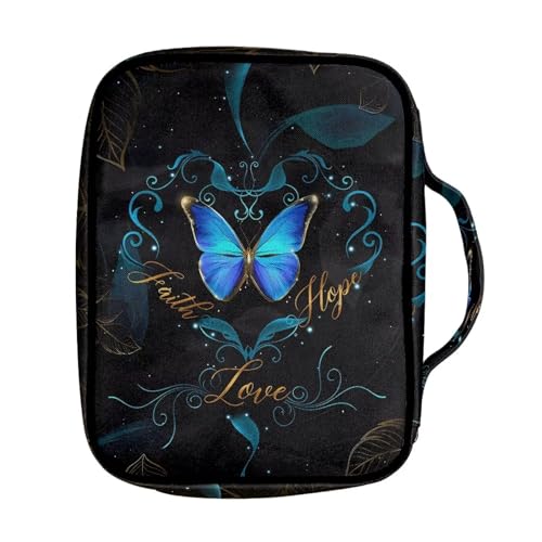 ZIATUBLES Vintage Butterfly Pattern Unisex Bible Case Church Bible Cover for Women Men Outdoor Casual Book Holder Pack with Handle for Student Christian Study Pray - Image 2