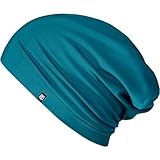 Enter the Complex® Gorro de Punto Ligera, Slouch Beanie de Fino Tejido de Punto Algodon, Transpirable, Azul Petróleo