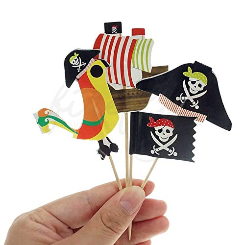 Firefly Pirate 24 Cupcake Toppers Baby Shower Decorations Party Cake Decorating Supplies First Birthday Decorations Kids Children Baking Supplies Gender Reveal (Pirate 24) #TOP2