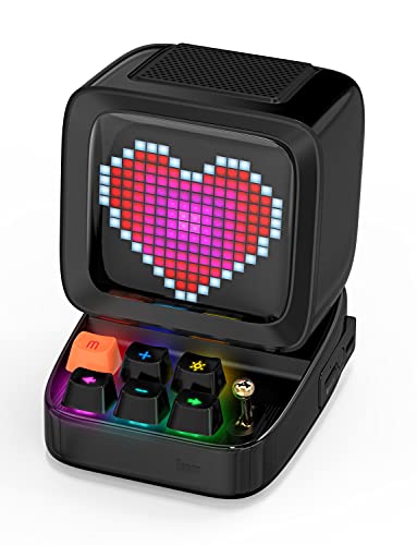 Divoom Ditoo-plusポータブルBluetoothスピーカー3.55インチLEDスクリーンピクセルディスプレイ DSPワイヤレススピーカーAPPコントロール オーディオHD メカニカルキーボード ポートマイクロSD 黒