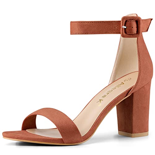 Image of Allegra K Women's Open Toe Chunky High Heel Buckle Ankle Strap Sandals