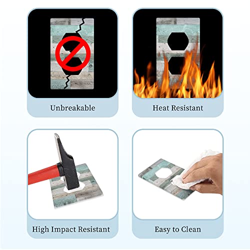 Farmhouse Outlet Covers Decorative Outlet Cover Wall Plate Rustic Light Switch Plate Retro Wood 1 Gang Wall Plate Vintage Duplex Electrical Receptacle Outlet Faceplate For Home Kitchen Bathroom #TOP3