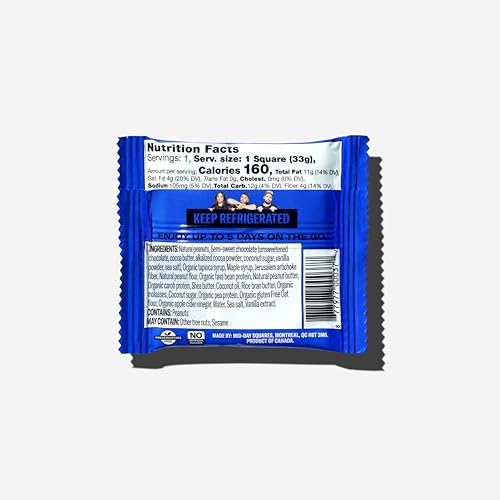Mid-Day Squares Crunchy Peanut Protein Chocolate Bars, 1.16 Oz each, 2 Packs (24 Squares) | Made with Real Chocolate, 6g Plant Protein, 4g Fiber, Gluten Free, Plant-Based - Thumbnail 4