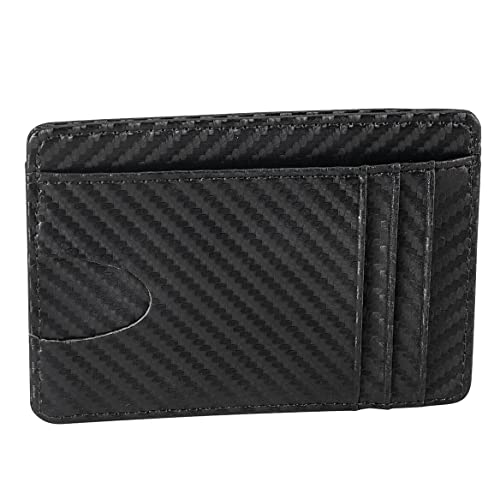 JaxsonCadeTM Carbon Fiber RFID Wallet, Black - Measures 3 1/8" Long x 4 1/2" Wide4