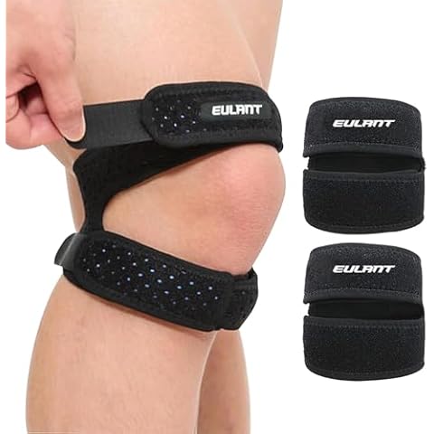 EULANT Patellar Tendon Support Strap Knee Brace Patella Stabilizer for Knee Pain Relief, Dual Patella Knee Straps for Running, Arthritis, Jumper, Tennis Injury Recovery Cover