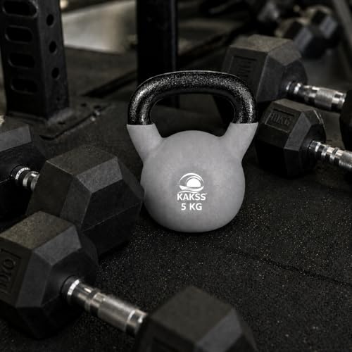Image of Kakss Half Coating Neoprene Kettlebell (2kg to 40kg)(Proudly Made in India) (5kg, Grey)
