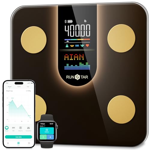 Runstar Scale for Body Weight, Smart Scale with 8-in-1 VA Display, High Precision Bathroom Digital Scale for Body Weight Heart Rate BMI Body Fat 22 Body Composition Sync APP, FSA HSA Eligible