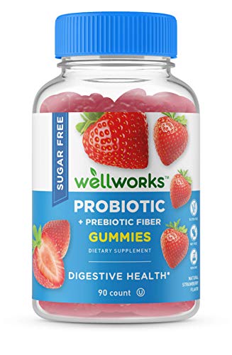 WellWorks Sugar Free Probiotics with Prebiotics Fiber  Great Tasting Natural Flavor Gummy Supplement  Keto Friendly Chewable  for Gut Health and Immune Support  for Adults, Man, Women  90 Gummies