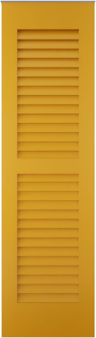 15"W x 77"H Americraft Two Equal Louver Exterior Real Wood Shutters (Per Pair), Turmeric