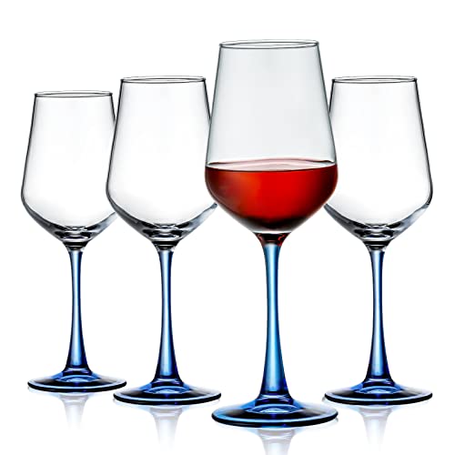 ziixon Red Wine Glasses Blue Stemmed Colored Wine Glasses Set