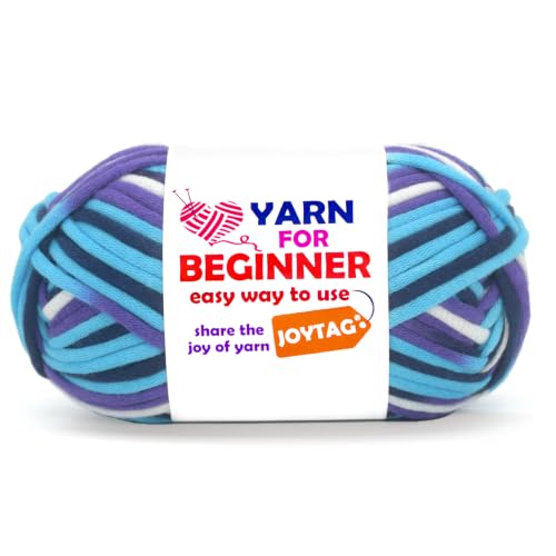 Image of 50g Rainbow Beginner Crochet Yarn for Crocheting and Knitting Multicolor Cotton Crochet Yarn for Beginners with Easy-to-See Stitches Cotton-Nylon Blend Easy Yarn for Beginners(Blue Purple)