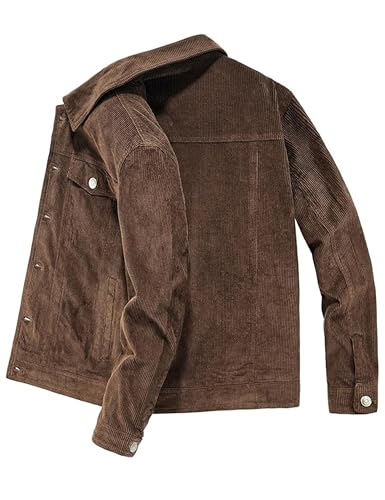 Mens Lightweight Corduroy Shirts Jacket Long Sleeve Lapel Button Tops Fall Clothing4