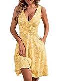 OURIN Summer Sun Cruise Outfits Flattering Dresses to Hide Tummy Elegant Petite Womens Spring Wedding Guest Easter Dress(Floral-28,Small)