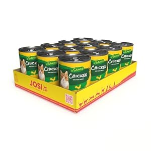 JosiCat Chicken in Sauce (12 x 415 g) | Adulte | Nourriture Humide Premium pour Chats Adultes | Poulet en Sauce | Vitamines D3 & E | Powered by JOSERA | Aliment Complet pour Chats | 12 pièces