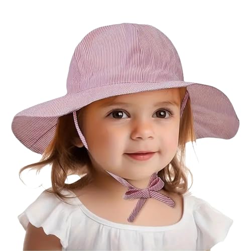 Kids Sun Hat Wide Brim Sun Protection Girls Boys Bucket Hats Cotton Striped Beach Outdoor Sports Hat Kids Caps Summer